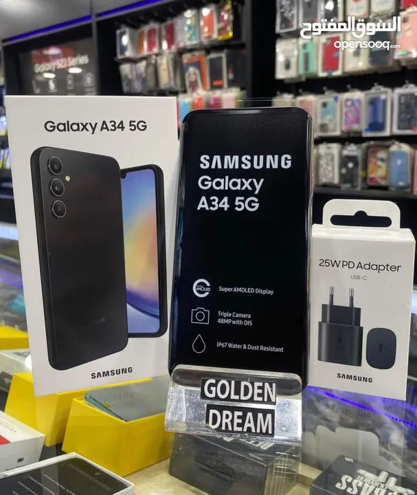 مستعمل اخو الجديد Samsung A34 5G رام 16 جيجا 128 و 256 أغراضة والكرتونه متوفر متوفر توصيل