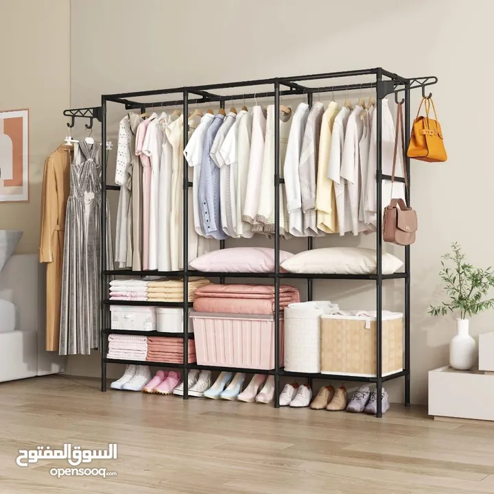 ستاند الملابس المعدني المتعدد الوظائف! خلي غرفتك مرتبة بأقل مجهود وبستايل عصري معدن متين مقاوم للصدأ