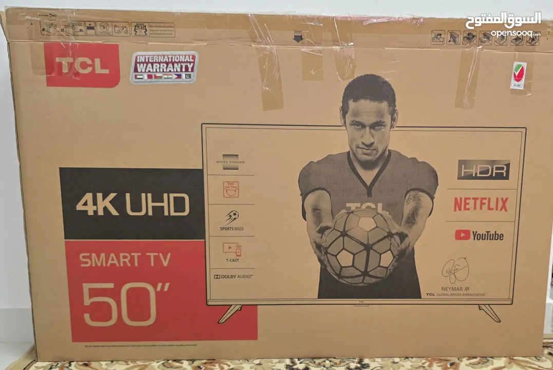 تليفزيون TCL 4K UHD 50 مع جهاز بي ان سبورت