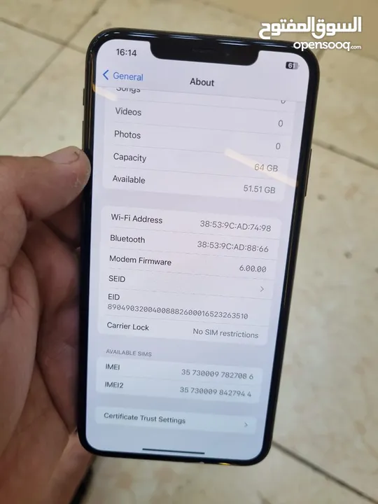 Iphone xsmax 64GB Bettery massage