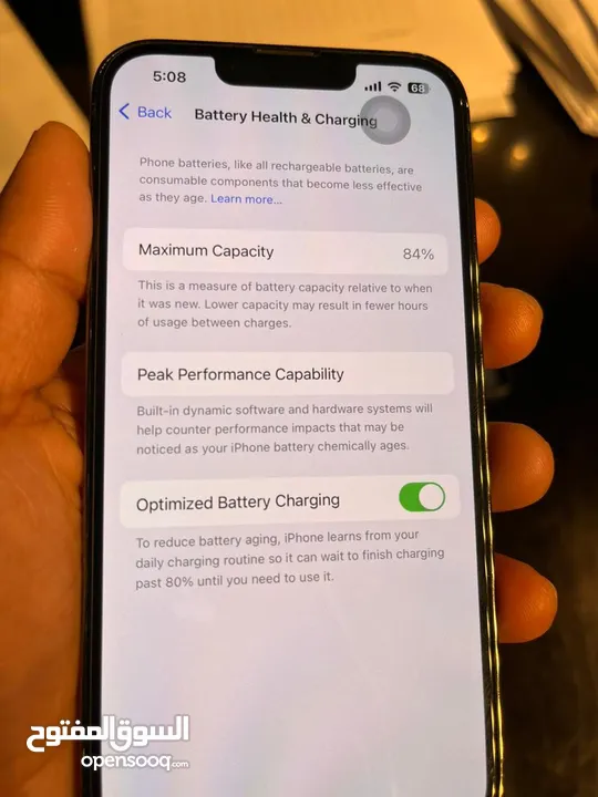 Alom khan   i phone 13 pro GB 256 Battery Health & charging 84%