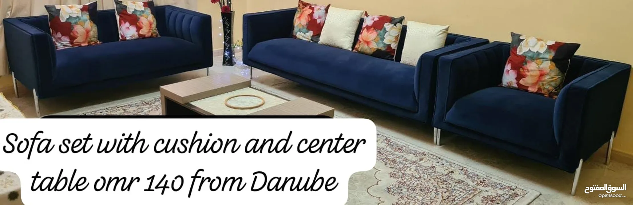 Sofa set with center table and cushions from Danube for 140 riyals