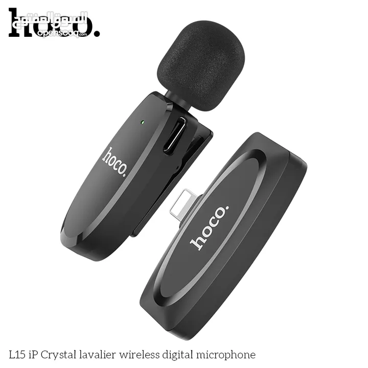 HOCO L15 iP Crystal lavalier wireless digital microphone مايك اصلي وايرلس  تايب سي / ابل