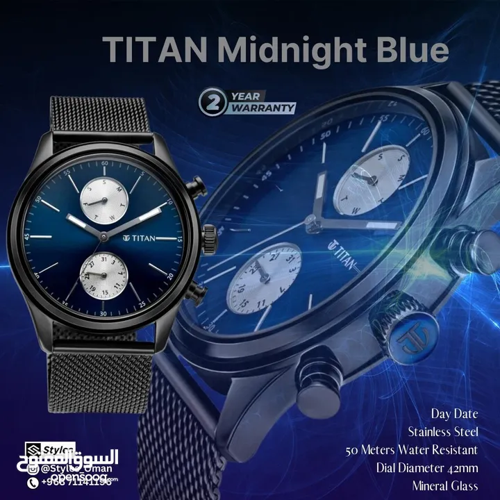 TITAN Midnight blue stainless steel 2 Years Warranty