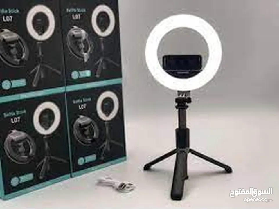 Level 3 selfie stick l07 ring light حامل للهاتف مع إضاءة  رينج لايت بالوان متعددة واحجام متعددة