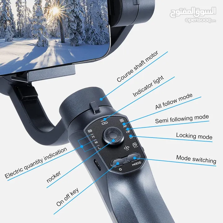 المثبت الذكي المضاد للاهتزاز (حامل بانورامي)Smartphone Gimbal Stabilizer, F10 Handheld 3-Axis Phone