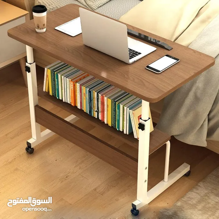 80 × 40 طاولة جانبية مكتب جانبي متحرك مع رفوف للكتب ومكتب للطلاب ارتفاع قابل للتعديل كمسند كمبيوتر