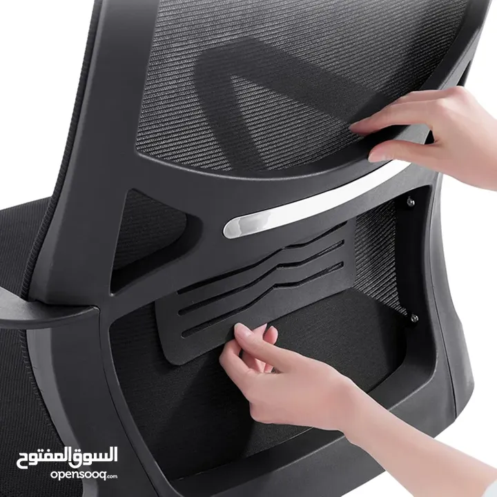 كرسي مكتب مريح، كرسي كمبيوتر شبكي بمسند ظهر مرتفع، ومسند رأس قابل للتعديل ومسند ذراع معدني، كراسي
