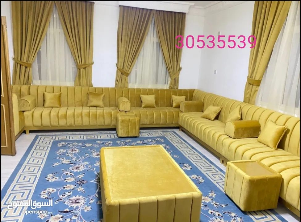 making new sofa, majlis and curtain. Recovering and Repairing old sofa, majlis. call,