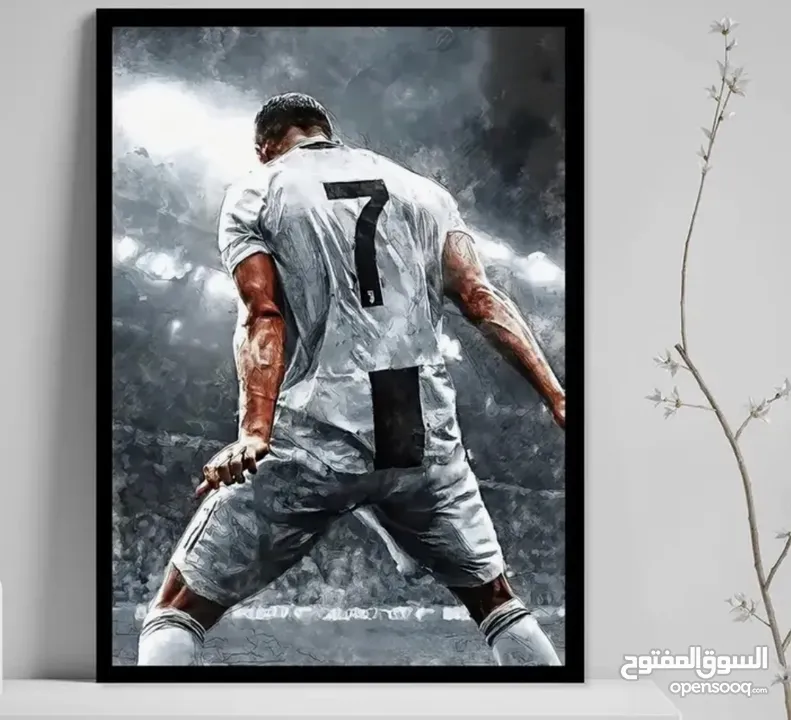 لوحة فنية ل كرستيانو رونالدو لاعب كرة القدم مع التوصيل