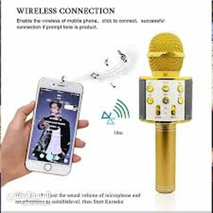 مايكروفون كريوكي الاصلي المعدني  مع سماعته USB بلوتوث . تحكم مستوى الصوت. شحن فوري  مدخل فلاش مموري