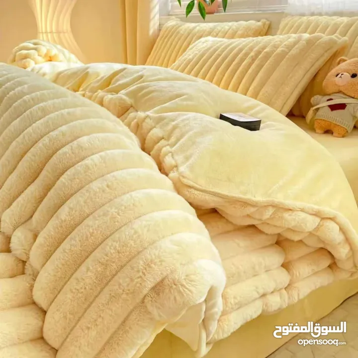 الأفخم والأجمل لشتاء 2026 وصل يا صبايااا  لحاف كوردوري الأرنب المخملي   سيت