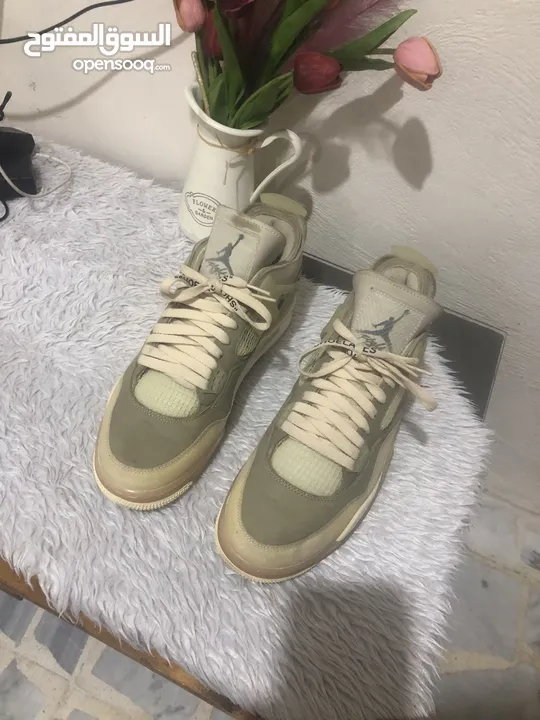 حذاء Nike Air Jordan 4 IV Sail Off White مقاس 11W 9.5M CV9388-100 Retro Virgil OW