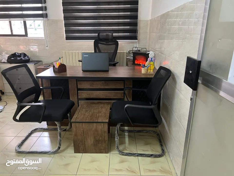 مكتب 160*70 مع جانبية وطاولة وسط خشب لامينت مستورد مكفول