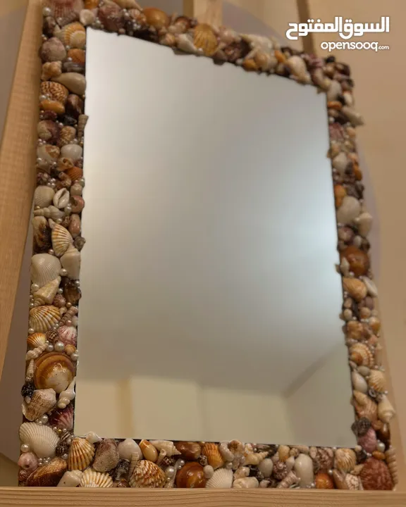 Wall Mirror with Shell Frame - Resin Coated. perfect for bedrooms & entryways.