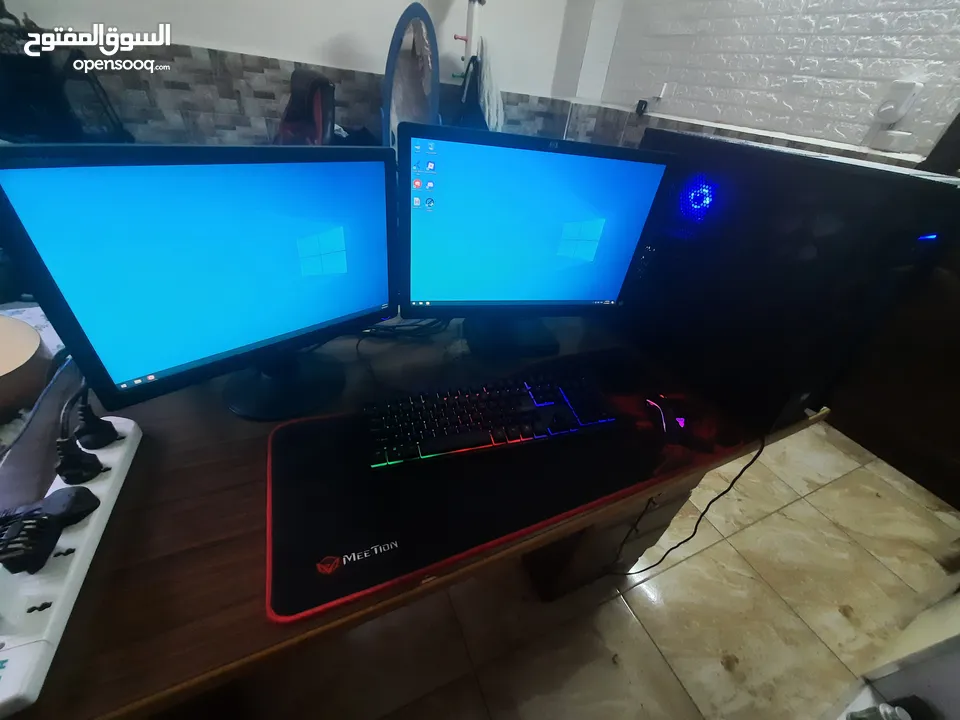 جهاز pc للبيع i5 3th اي فايف جيل الثالث GTX 1050TI 4gb مع شاشتين.