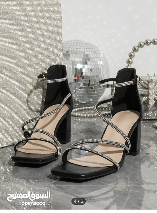 Black silver glamorous heel