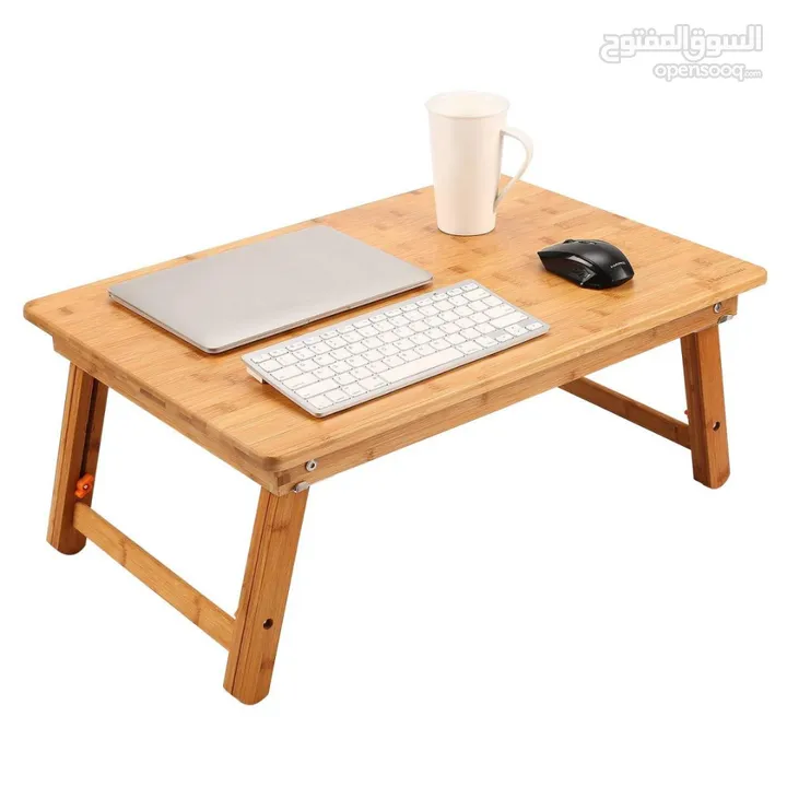 NNEWVANTE ZS1 Laptop Table Adjustable 100% Bamboo Foldable Breakfast Serving Bed Tray طاولة لابتوب