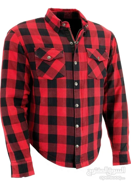 Men's Plaid Flannel Biker Shirt with CE Approved Armor