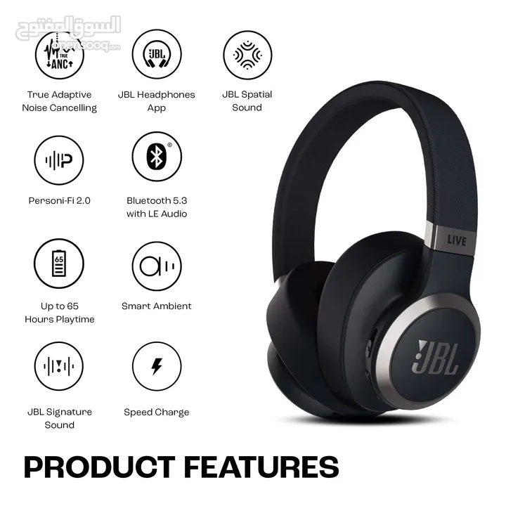 JBL Live 770NC Wireless Headphones جديدة غير مستعملة مع كرتونتها وكامل اغراضها