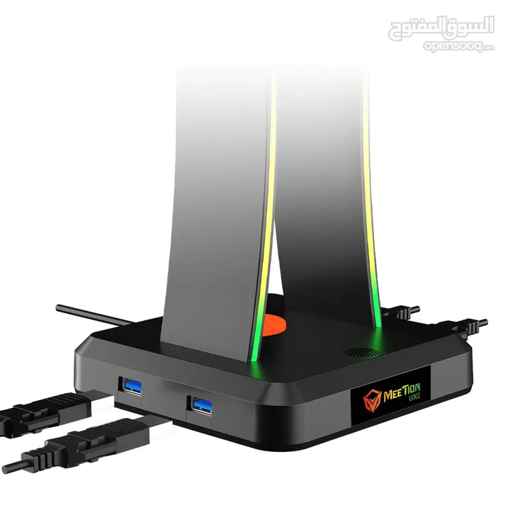 Meetion U002 RGB Stand For Gaming Headset حامل قاعدة سماعات مضاءة مع مداخل
