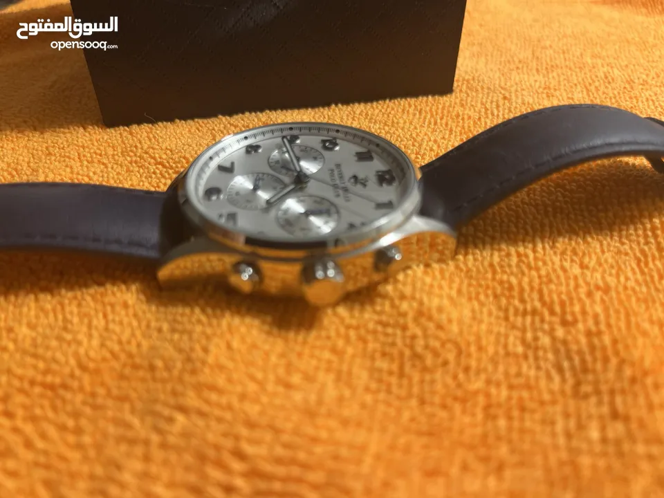ساعة بولو رجالية B.H. Polo Club Matteo Multifunction Dark Blue Leather White Dial For Men