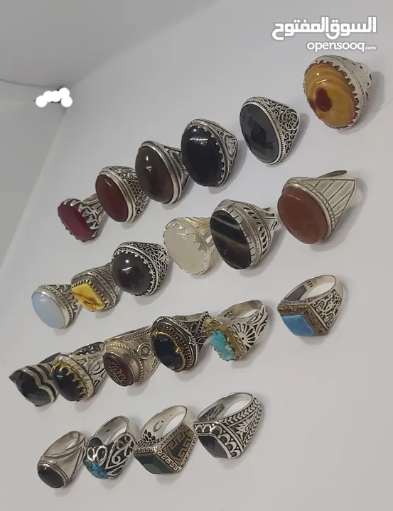 خواتم فضه 929 احجار كريمه و أوزان اغلبها خواتم ايرانيه ثقيله..