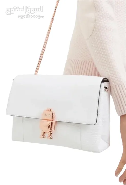 حقيبة تيد بيكر جلد اصلي بحالة الجديد Ted baker handbag like new white color