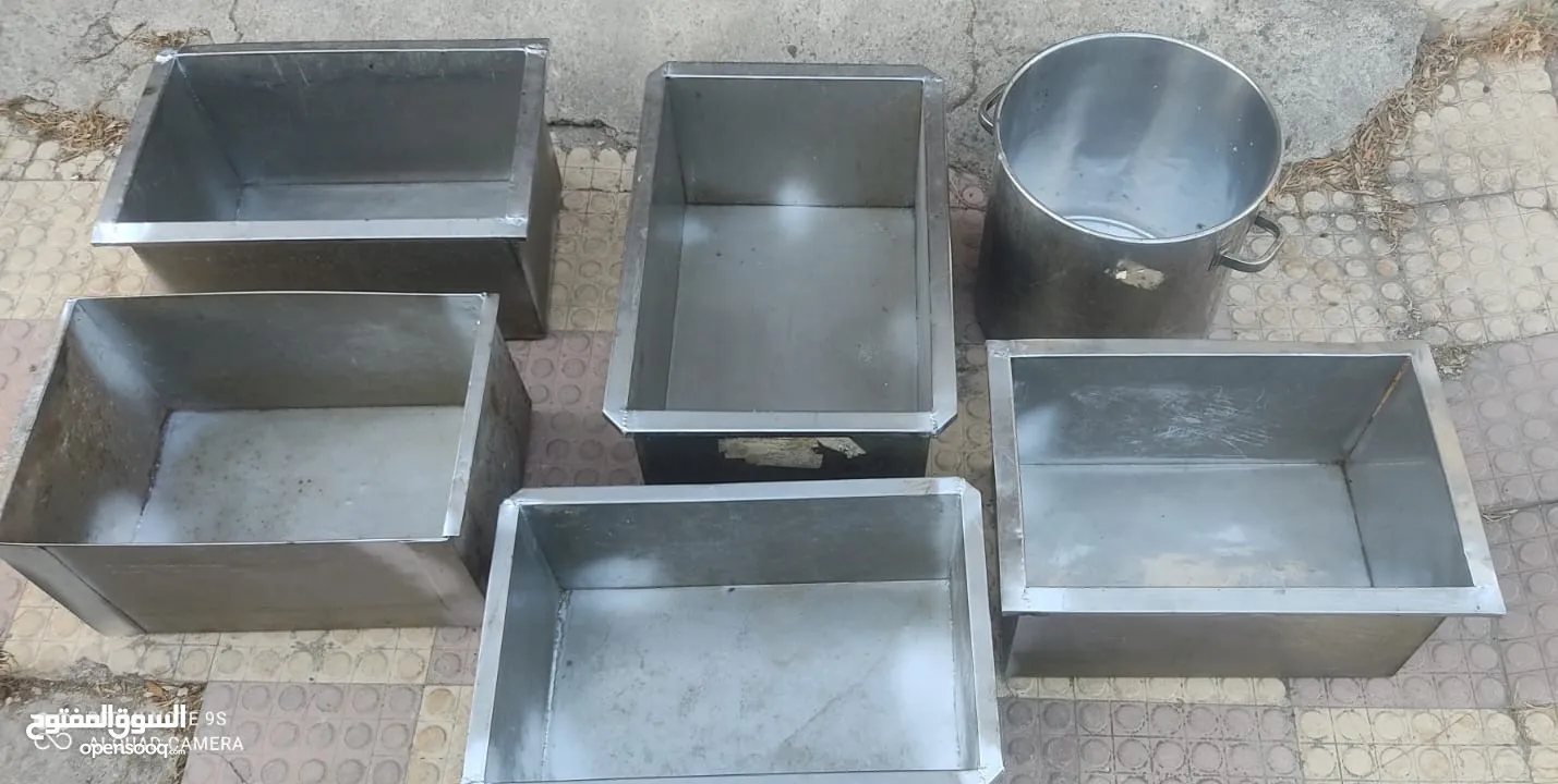 عدد 6 اوعية ستينلس ستيل ثقيلة مقاس 60×40 سم