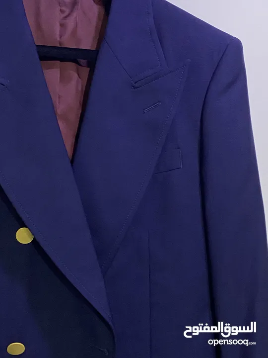 GUCCI Size 50 Uniform Navy Blue Double Breasted Blazer Gold Buttons Men’s Wool