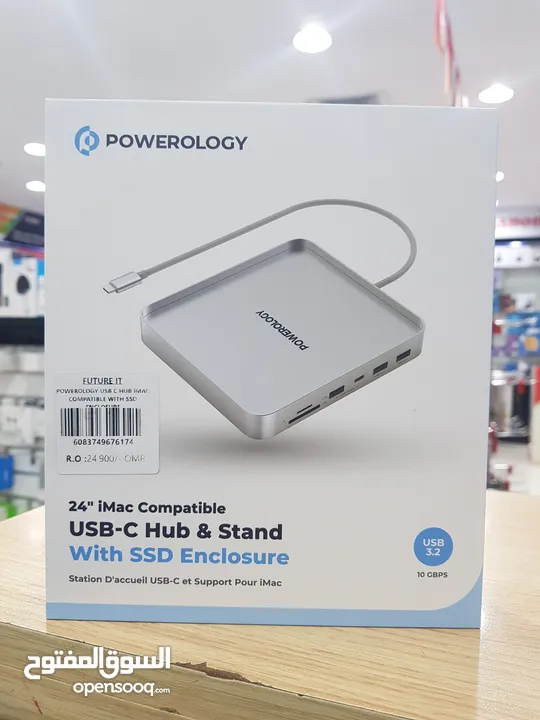 Powerology 24 imac compatible usb-c hub &stand with ssd enclosure
