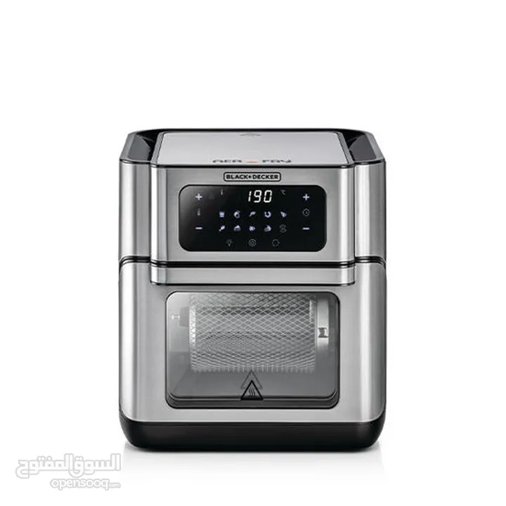 Black+Decker Digital Air Fryer Oven Digital Temperature Control 10 Preset Programs 12L Silver Aof100