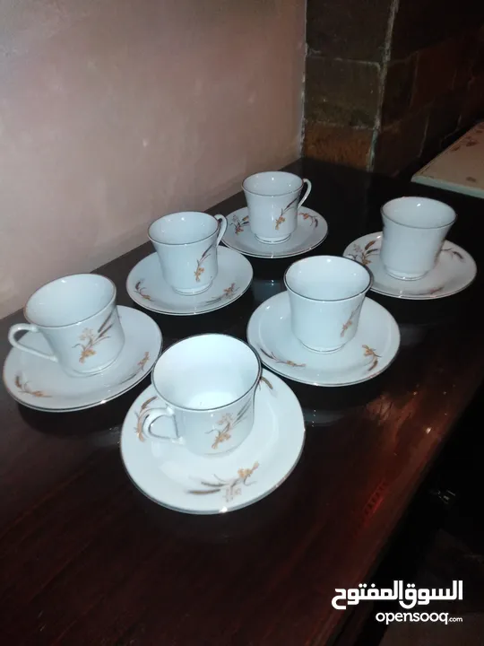 6فنجان شاي بالطبق صيني جديد لم يستخدم