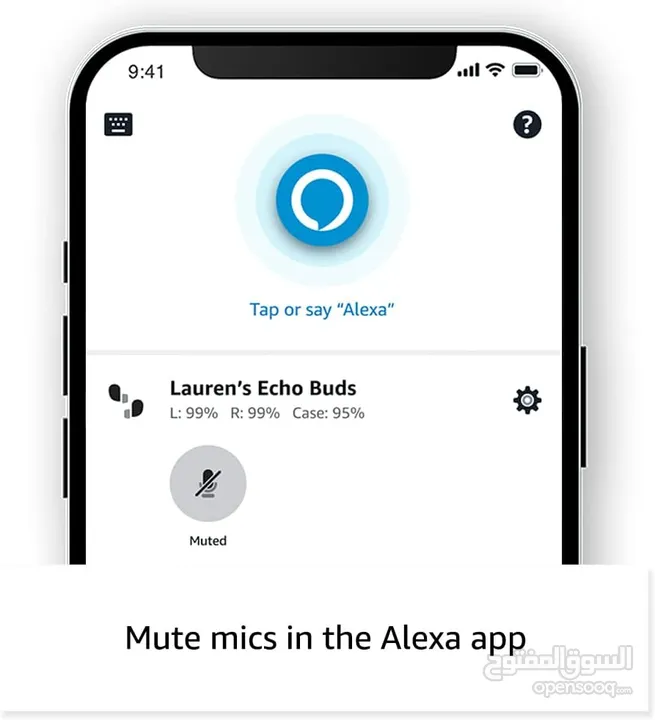 اليكسا سماعات أذن براعم الصدى  مع Alexa وتخصيص الصوت وبطارية متعددة النقاط