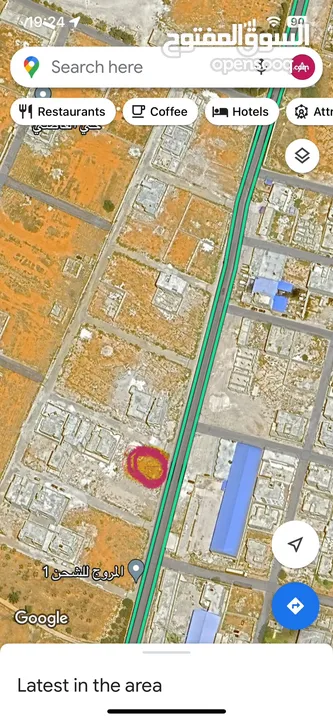 قطعة ارض علي الرئيسي 1000 متر بالقرب من المروة هوتيل علي شارعين الواجهة 26.60 متر