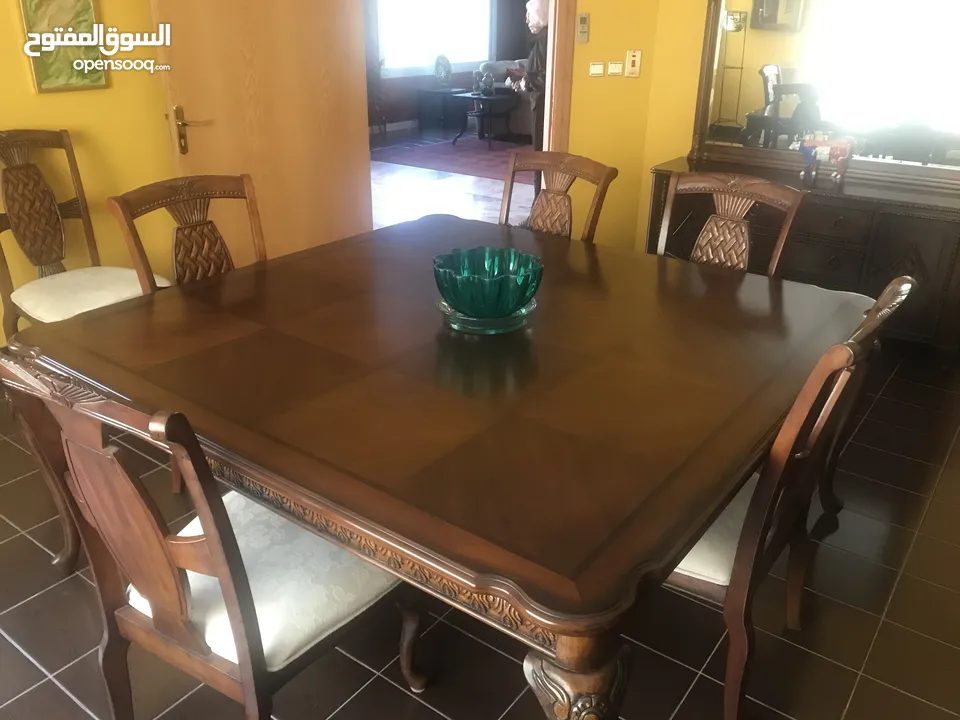 Dining Room Set with 8 Chairs and China Closet and Side Table
