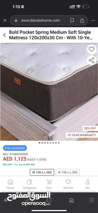 120*200 single bed with mattress 30 cm