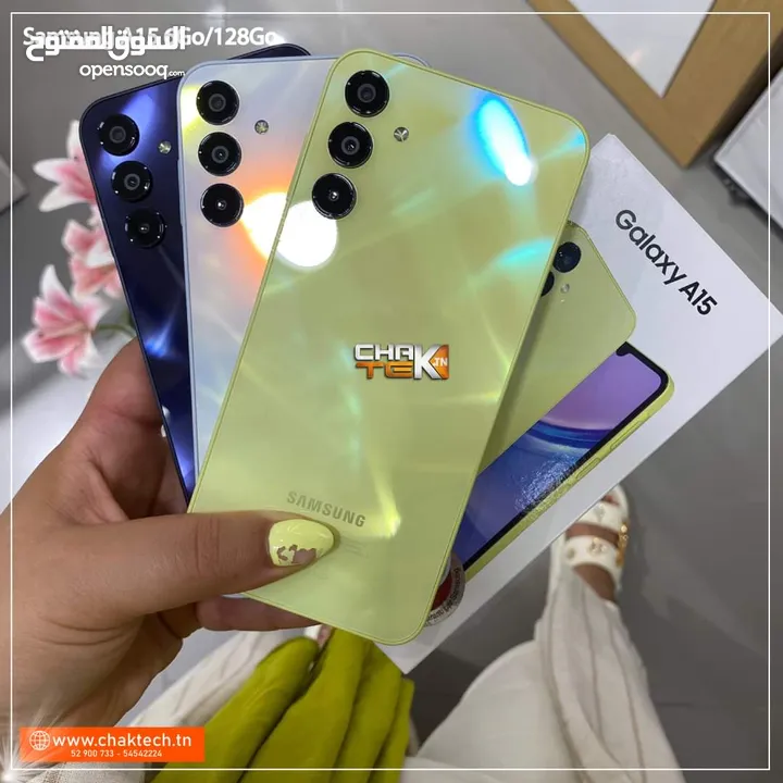 مشغل ايام Samsung A15 رام 8 و 12و 16 جيجا 128 و 256 أغرضة و الكرتونه الأصلية مكفول سنة متوفر توصيل