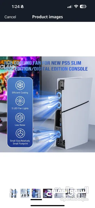 Cooling fan PS5 Slim KASTWAV نظام تبريد هادئ و صامت مع 3 مراوح مبرد مع إضاءة 5 volts AC