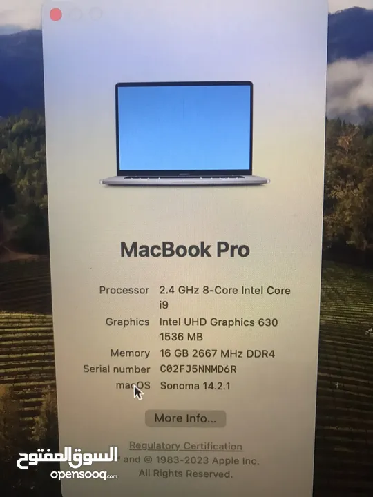 Macbook Pro2019 16GB ram Core i9 screen 16" 1 terabyte in excellent condition