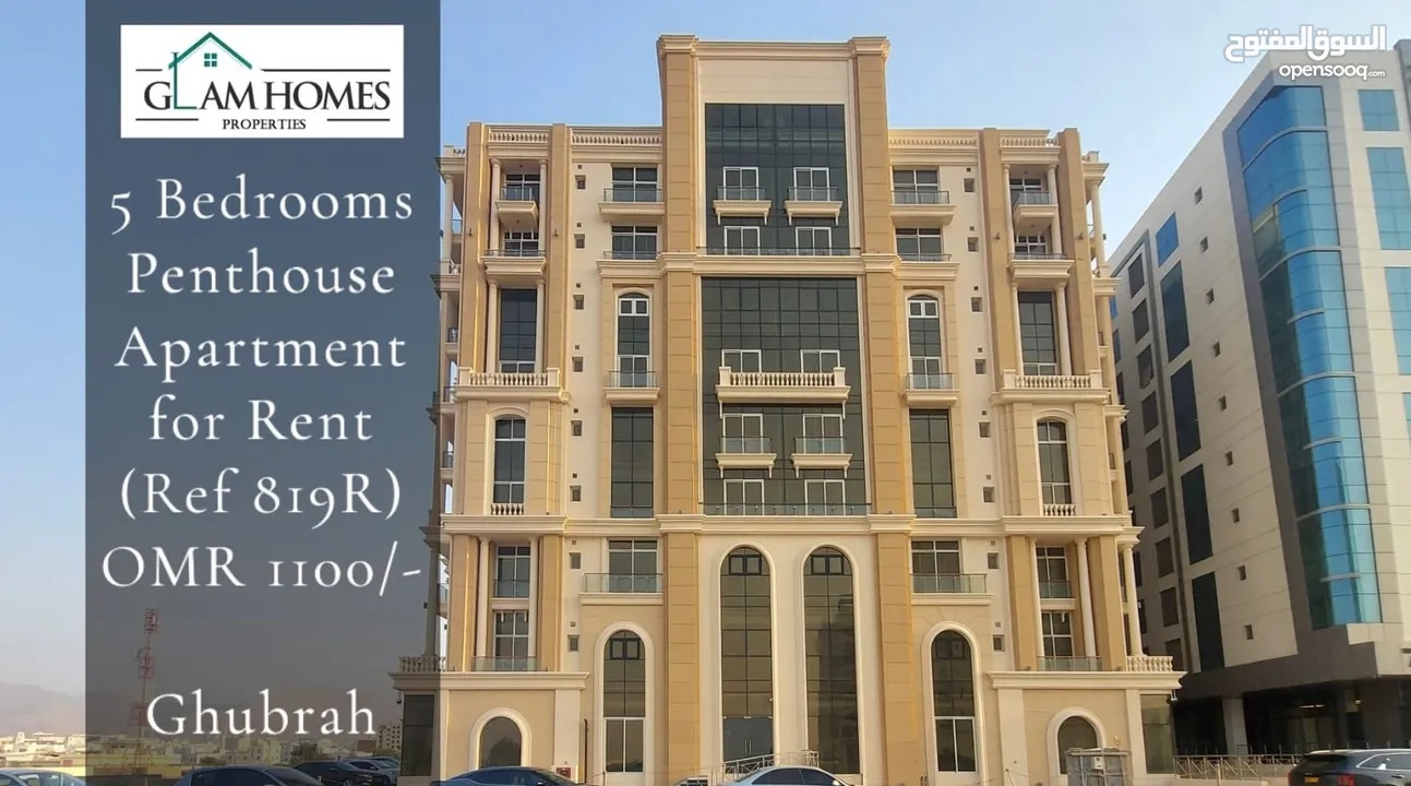 5 Bedrooms Penthouse Apartment for Rent in Ghubrah REF:819R