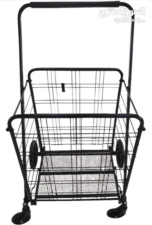 Style Fold-able Collapsible Grocery Shopping Trolley (Black,80kg Max Load)