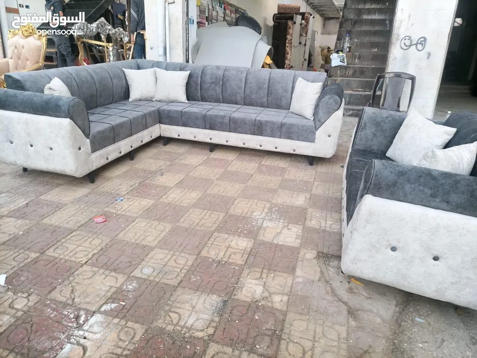 عرض خاص كورنر 9 مقاعد مع كنب مزدوجة + بفه + 7 مخدات