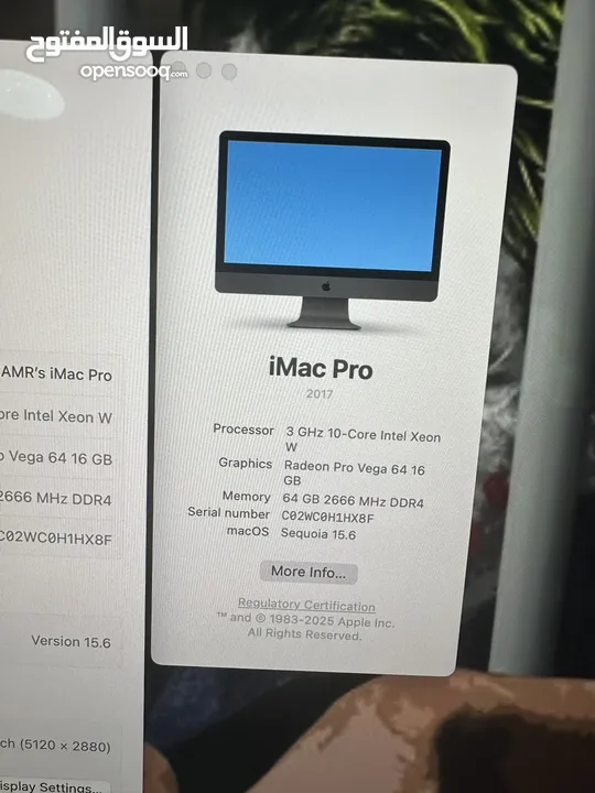iMac Pro 2017 Xeon 27” 5k 10C/64GB/1Tb ssd 16Gb graphics