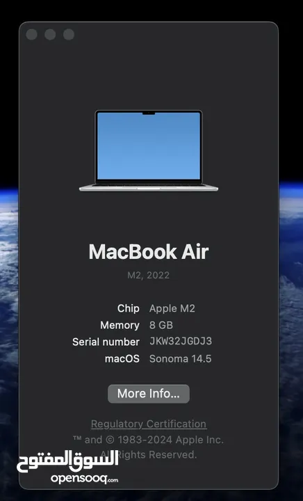 ماك بوك اير 2022 M2 512gb