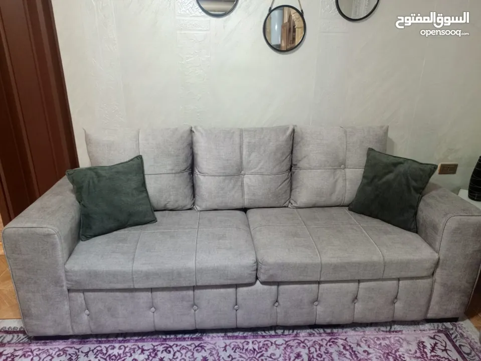 طقم كنب خشب سويد بحال جديد