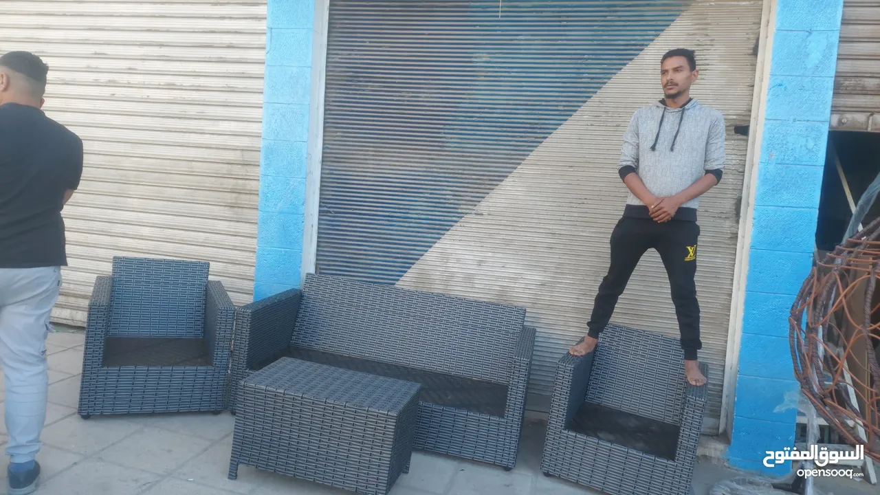 طقم رتان طقم خارجي طقم عضم طقم كنب مرجيحه 3مقاعد مرجيحه عش البلبل كراسي بحر عضم بلاستك طقم كنب