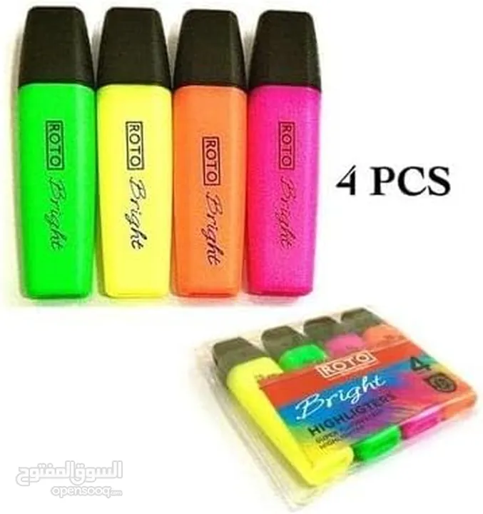 Roto bright text highlighter set of 4 markers 2-6mm - multicolor اقلام روتو