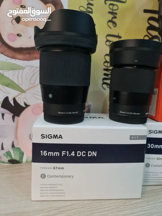 عدسات سوني و سيجما Sony Lens 85mm F1.8, Sigma 16mm & 30mm F1.4