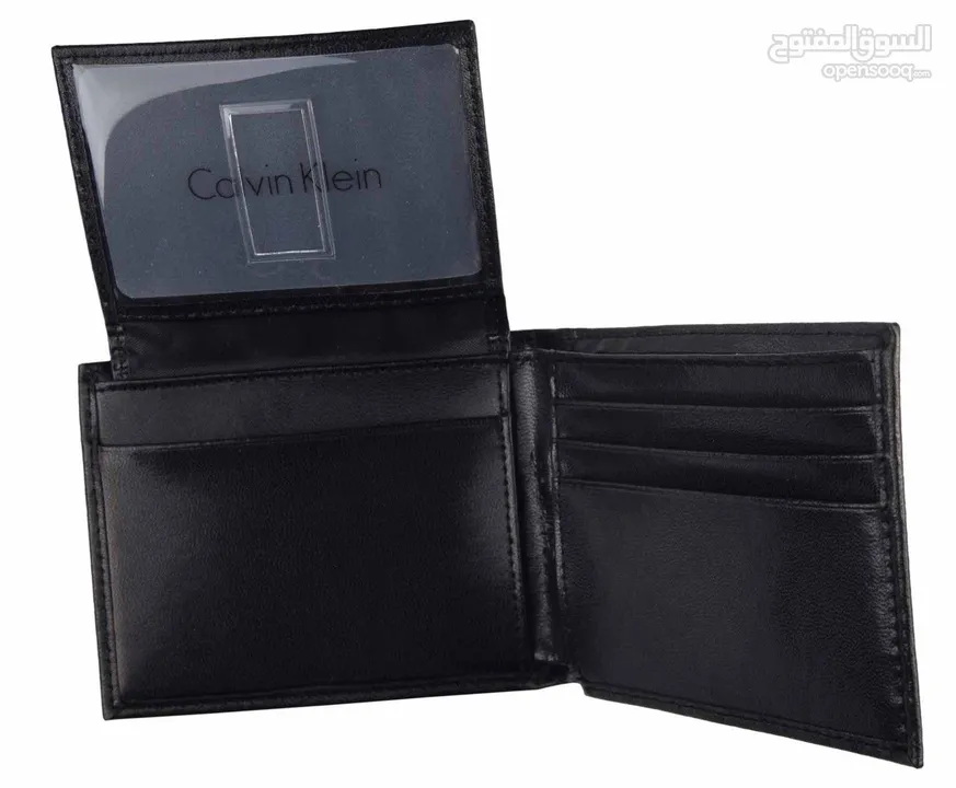 محفظة كالفين كلاين جلد طبيعي 100% Calvin Kleininc Mens - Black (شحن مجاني للبيت)